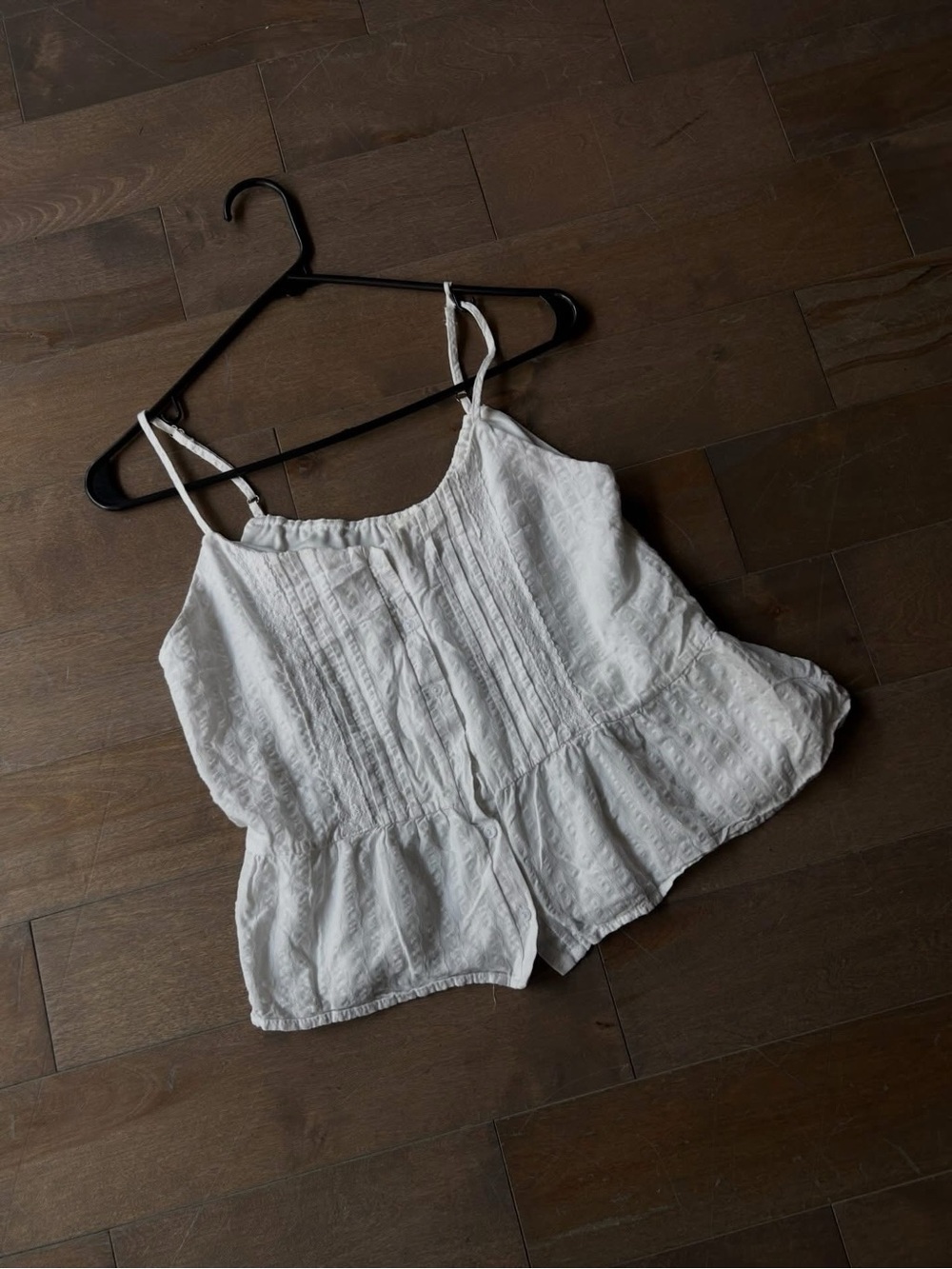 White Cotton Sleeveless Peplum Tank Top